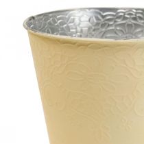 Übertopf Metall Blumenübertopf Pastell Gelb Ø13,5cm H12,5cm