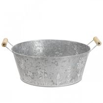 Übertopf Metall Dekoschale Blumen Henkel Ø24,5cm H10cm