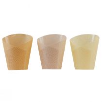 Artikel Übertopf Papier gewebt Vanille, Orange, Rosa Ø7cm H13cm 12 St