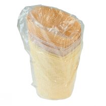 Artikel Übertopf Papier gewebt Vanille, Orange, Rosa Ø9cm H18cm 9St