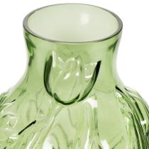 Artikel Glastulpenvase 22,5 cm mit geprägtem Tulpendesign in Grün für stilvolle Dekoration
