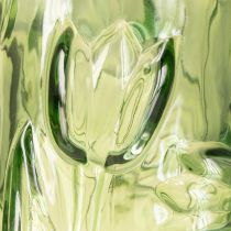 Artikel Glasvase Grün 30cm mit Geprägtem Tulpenmuster – Dekorative Eleganz für Floristik und Dekoration