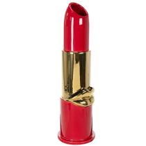 Artikel Deko-Vase Keramik Lippenstift-Design 38cm Rot-Gold für Kunstblumen