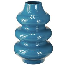 Artikel Blaue Keramikvase mit wellenförmiger Oberfläche 23cm