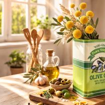 Artikel Keramik Vorratsgefäß Vase 18 cm Olivenöl-Optik für Innenbereich