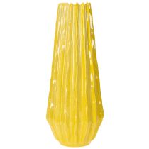 Artikel Gelbe Keramikvase mit gerilltem Design für moderne Blumendekoration 33 cm