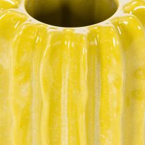 Artikel Kaktus Keramik Vase Gelb Gerilltes Design 13cm 4er Set für Dekoration