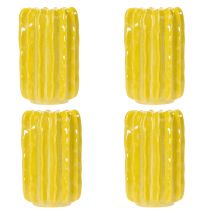 Artikel Kaktus Keramik Vase Gelb Gerilltes Design 13cm 4er Set für Dekoration