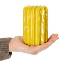Artikel Kaktus Keramik Vase Gelb Gerilltes Design 13cm 4er Set für Dekoration