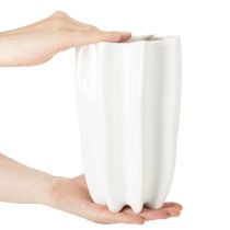 Artikel Keramikvase geriffelt 24 cm weiß für Trockenblumen und Kunstblumen