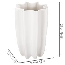 Artikel Keramikvase geriffelt 24 cm weiß für Trockenblumen und Kunstblumen