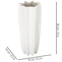 Artikel Keramik Blumenvase geriffelt Weiß 38cm für Trocken- und Kunstblumen
