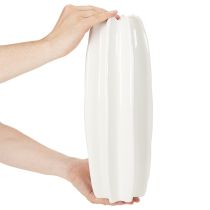 Artikel Keramikvase geriffelt 40cm Weiß für Trockenblumen