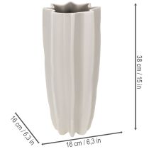 Artikel Keramikvase gerillt 38cm mattgrau Taupe für Trockenblumen