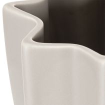 Artikel Keramikvase gerillt 38cm mattgrau Taupe für Trockenblumen