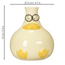 Artikel Keramik-Ente Vase Gelb 15cm 2er Set - Lustige Deko für kreatives Arrangement
