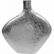 Artikel Deko Vase Metall Gehämmert Blumenvase Silber 33x8x36cm