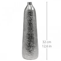 Artikel Deko Vase Metall Gehämmert Blumenvase Silber Ø9,5cm H32cm
