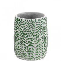 Artikel Blumenvase, Keramikdeko Beton-Optik, Vase mit Rankendekor Ø13cm H17cm