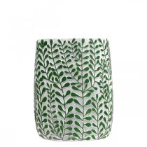 Artikel Blumenvase, Keramikdeko Beton-Optik, Vase mit Rankendekor Ø13cm H17cm