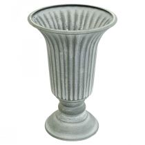 Deko Vase Vintage Pokalvase Kelchvase Grau H21,5cm Ø15cm