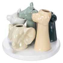 Artikel Keramik-Vasen mit Tiermotiven, 6er-Set, Dekofiguren für stilvolle Raumgestaltung, 13 cm