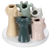 Artikel Keramik-Vasen mit Tiermotiven, 6er-Set, Dekofiguren für stilvolle Raumgestaltung, 13 cm
