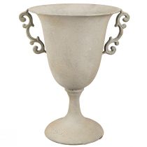 Artikel Vintage Deko Pokal mit Griffen Metall Deko Grau H30cm