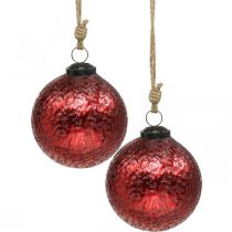 Artikel Vintage Weihnachtskugeln Glas Christbaumkugeln Rot Ø10cm 2St