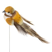 Artikel Vogeldekoration Gelb mit Drahtstecker 10 cm - 12er Set zur Tisch- und Blumendekoration