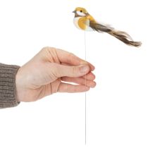 Artikel Vogeldekoration Gelb mit Drahtstecker 10 cm - 12er Set zur Tisch- und Blumendekoration