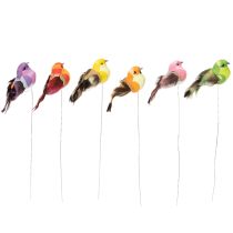 Artikel Farbenfrohe künstliche Vögel mit Draht, 8 cm, 12-teilig, für Dekoration und Bastelprojekte