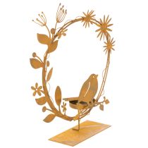 Artikel Vogel Deko Blumen Teelichthalter Rost Optik 24×27×6cm