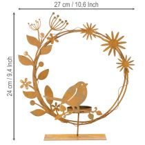 Artikel Vogel Deko Blumen Teelichthalter Rost Optik 24×27×6cm