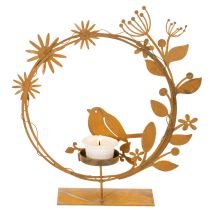 Artikel Vogel Deko Blumen Teelichthalter Rost Optik 24×27×6cm