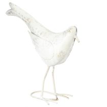 Artikel Vogel Deko Metall Weiß Gold Vintage Akzent 29cmx24,5cm