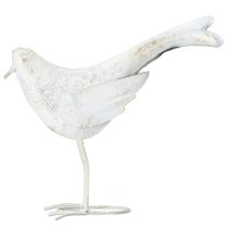 Artikel Vogel Deko Metall Weiß Gold Vintage Akzent 29cmx24,5cm