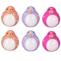 Artikel Vogel-Dekofiguren Set 6-teilig in Lila Rosa Pink mit Punktmuster 6 cm