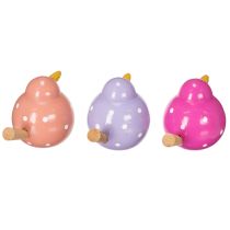 Artikel Vogel-Dekofiguren Set 6-teilig in Lila Rosa Pink mit Punktmuster 6 cm