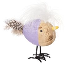Artikel Deko Holzvögel mit Federn in Lila und Rosa für Tisch- und Frühjahrsdekoration, 10 cm, 6er-Set