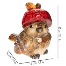 Artikel Dekofigur Vogel Keramik 13cm mit roter Apfel-Mütze