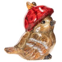 Artikel Dekofigur Vogel Keramik 13cm mit roter Apfel-Mütze