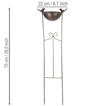 Artikel Deko Vogelbad aus Metall mit Blumenschale und Rankhilfe, 75 cm hoch, für Garten und Außenbereich