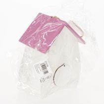 Artikel Dekoratives Vogelhaus aus Holz mit Blumenmuster und lila Dach, 21 cm