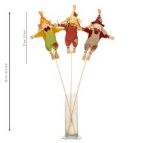 Artikel Dekofigur Vogelscheuche auf Stab 60cm aus Stoff und Stroh bunt
