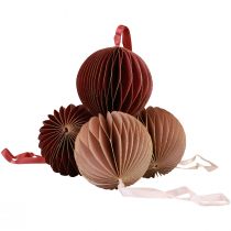 Wabenbälle Wabenkugeln Weihnachten Bordeaux Rosa Ø8cm 4St