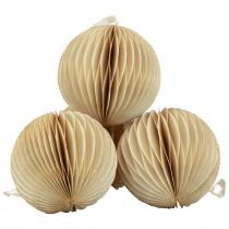 Artikel Wabenbälle Wabenkugeln Weihnachten Creme Glitter Ø7cm 4St