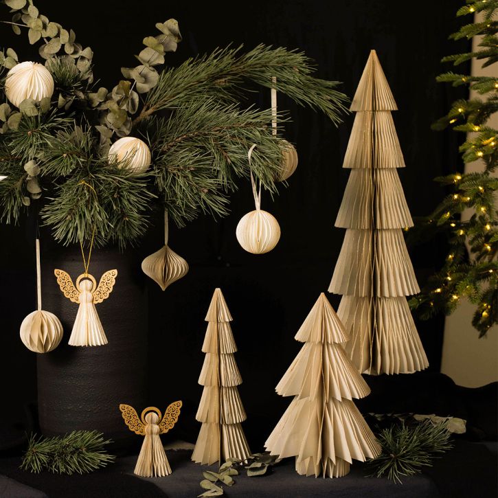 Wabenbälle Wabenkugeln Weihnachten Creme Gold Ø8cm 4St