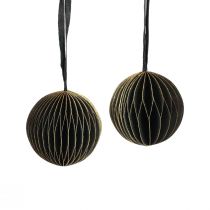 Wabenbälle Wabenkugeln Weihnachten Schwarz Gold Ø7cm 4St