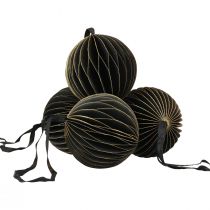 Wabenbälle Wabenkugeln Weihnachten Schwarz Gold Ø7cm 4St